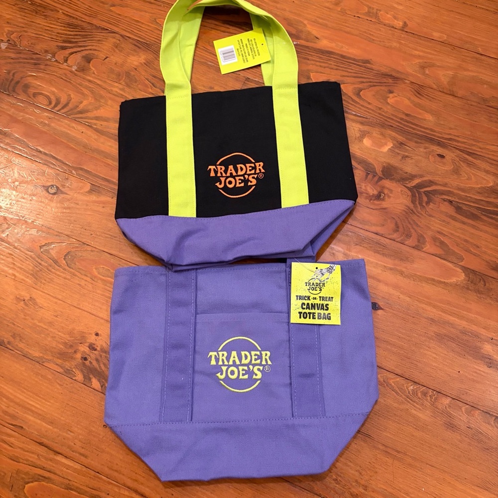 Trader Joe's NWT‎ Mini Canvas Tote Bags Set Halloween 2 - Picture 2 of 7